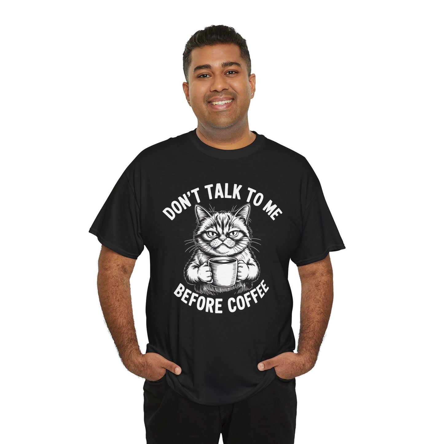 Funny Cat Coffee T-Shirt – “Don’t Talk To Me Before Coffee” Graphic Tee | Cute Grumpy Cat Shirt Gift - 14842