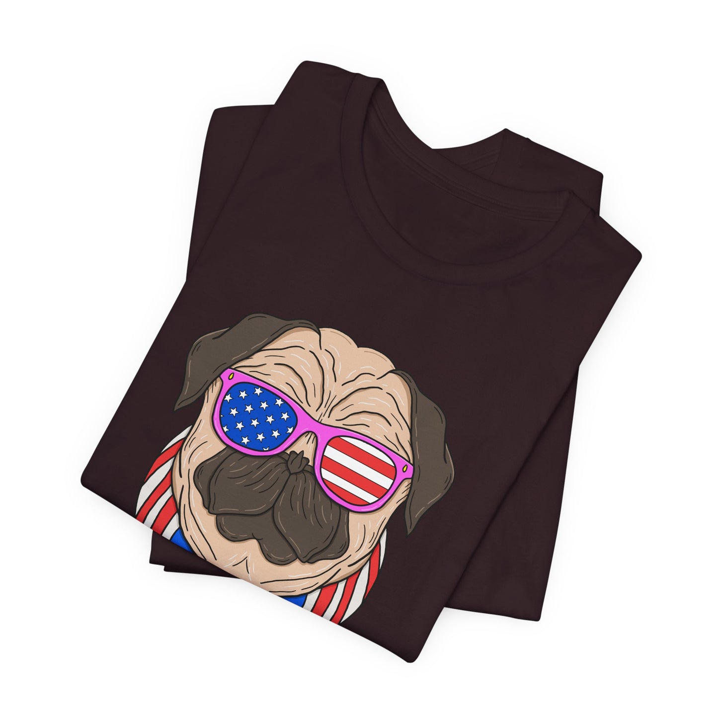 Patriotic Pug Tee, Independence Day T-Shirt, Dog Lovers Gift, Summer Casual Wear, Fun Family Outing Shirt - 13733