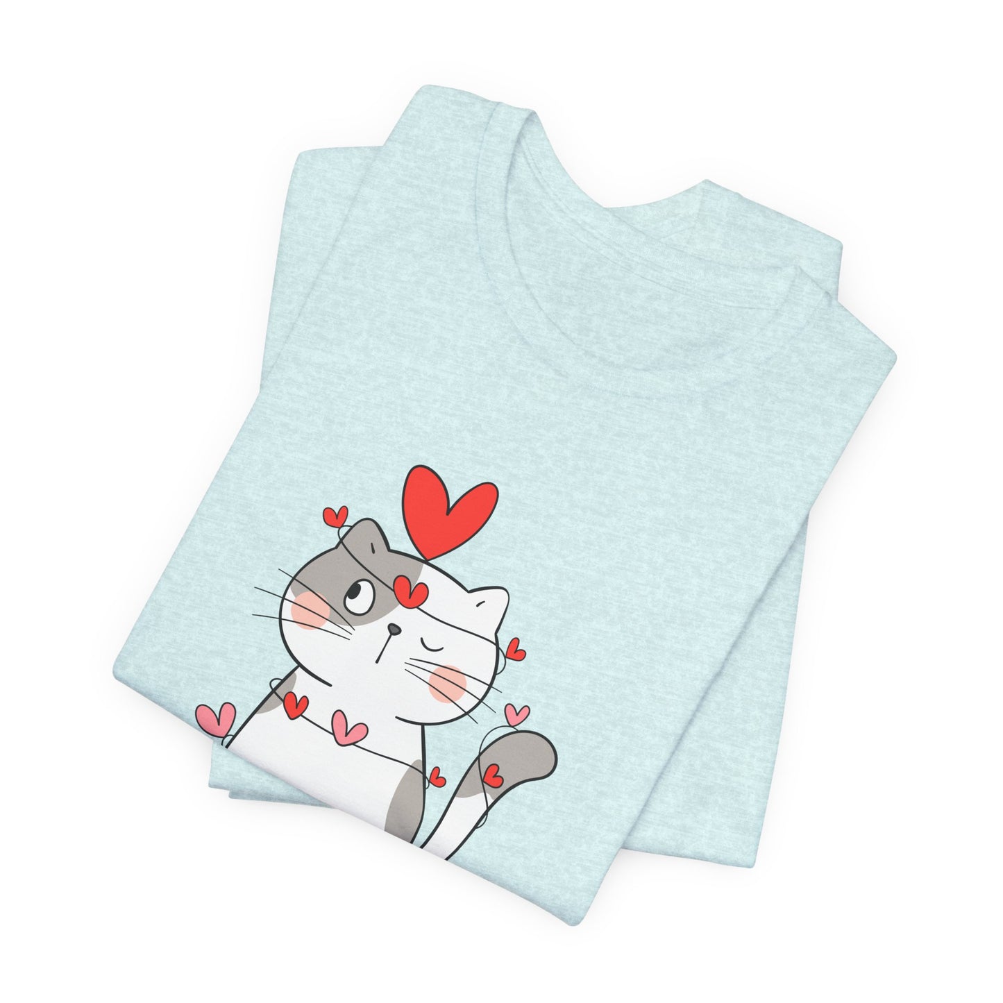 Cute Cat, Happy Valentine's Day - Unisex Jersey Short Sleeve Tee - 11359