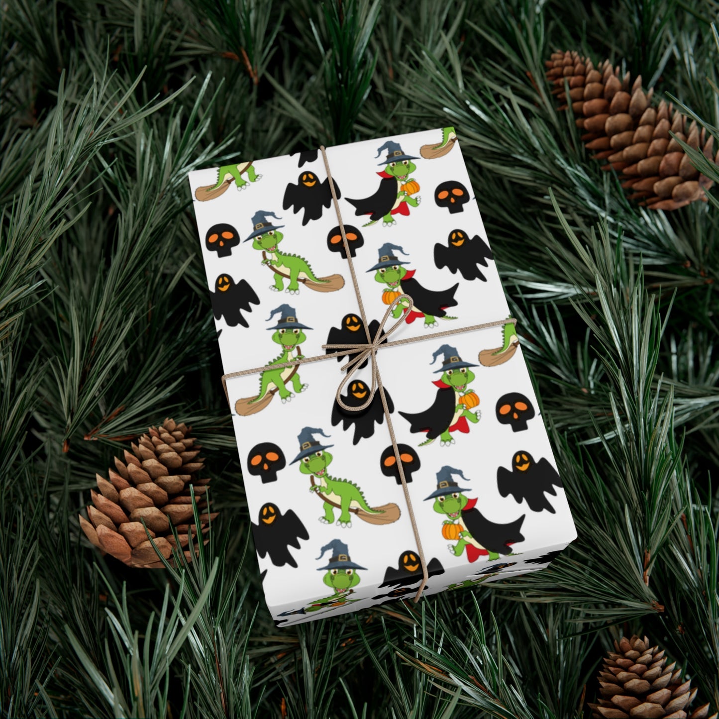 Green Dinosaur Witch  - Gift Wrap Papers - 13989