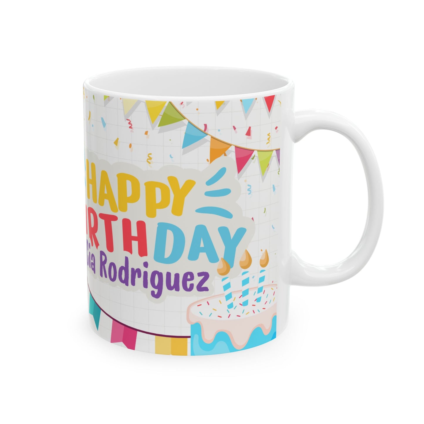 Personalized Birthday Ceramic Mug with Colorful Design, Custom Gift for Celebrations, Fun Party Favor, 11oz, 15oz - 13976