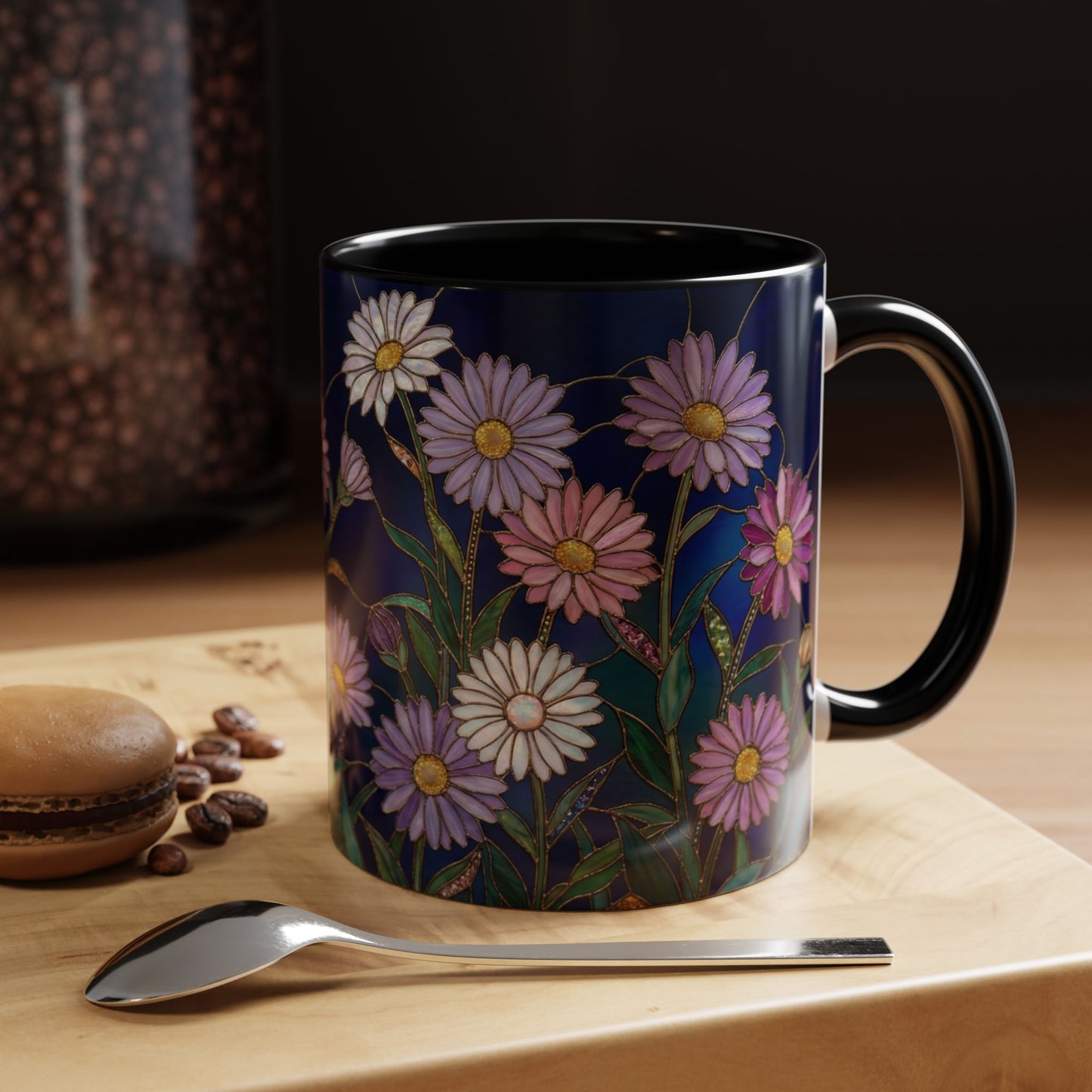 Aster Flower Coffee Mug — Stained Glass Design 11/15oz - 14553