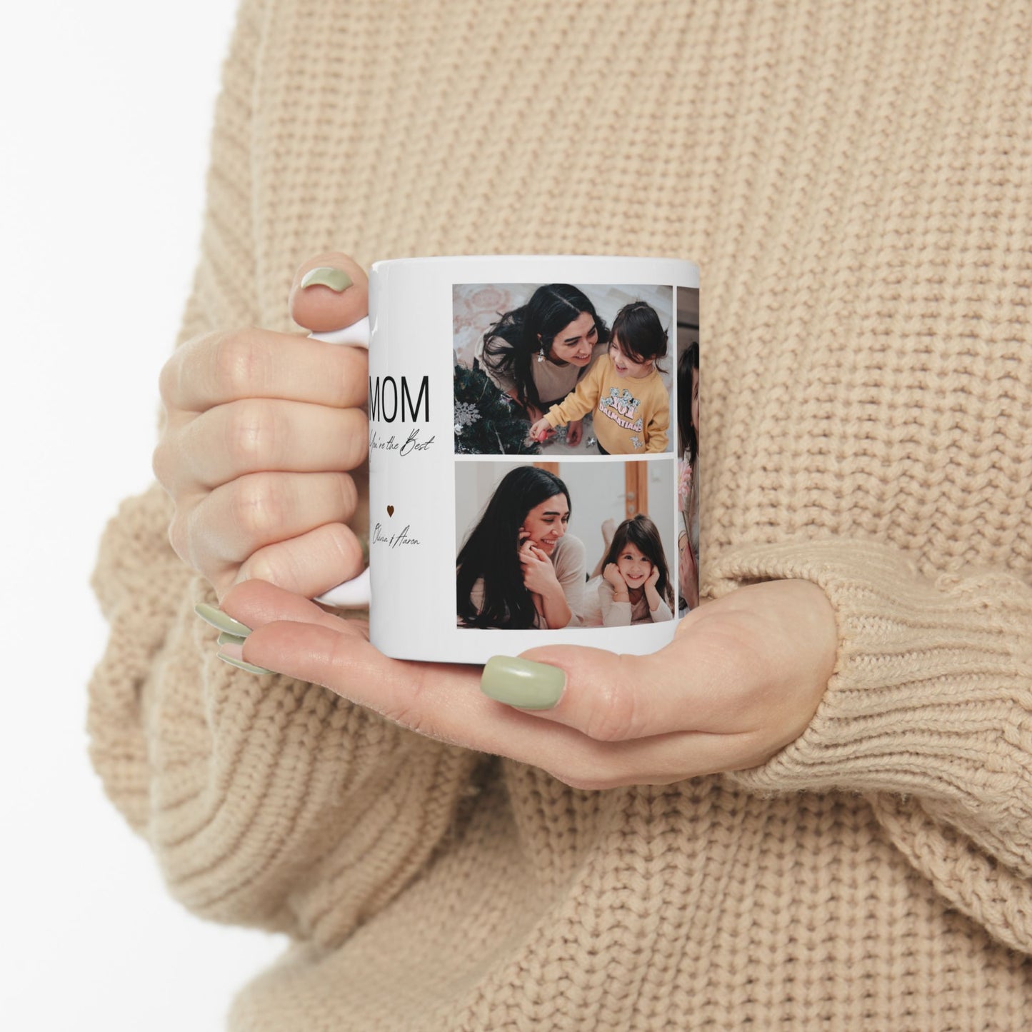 Mom, You're The Best, Mom & Daughter's Photos, Customizable - Ceramic Mug, (11oz, 15oz) - 11029