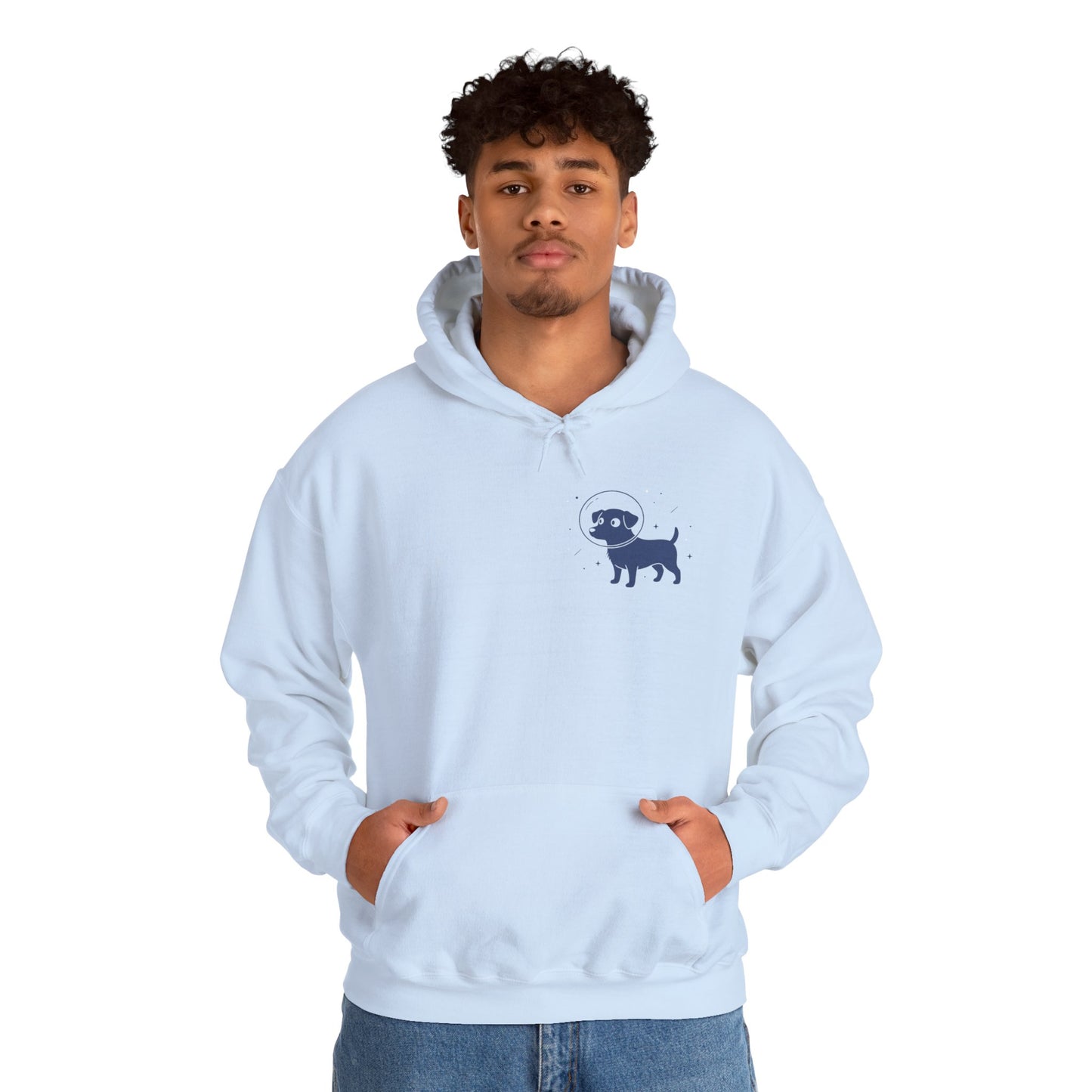 Dog in Space Hoodie – Space Puppy Graphic Hooded Sweatshirt, Unisex Heavy Blend™ - 14679