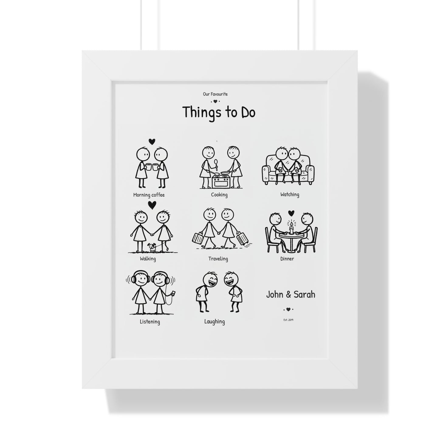Framed Poster – “Our Favourite Things to Do” Personalized Couple Print | Valentine’s Gift - 14711