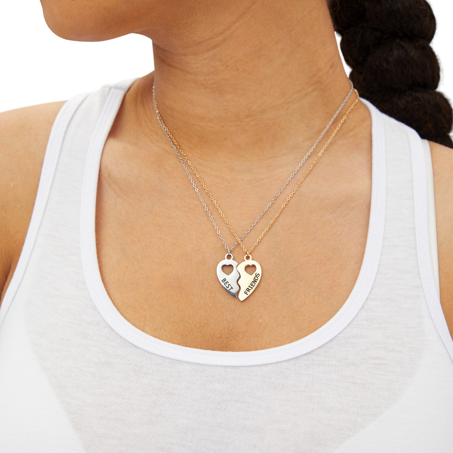 BFF Half Heart Necklace Set - Happy Couple