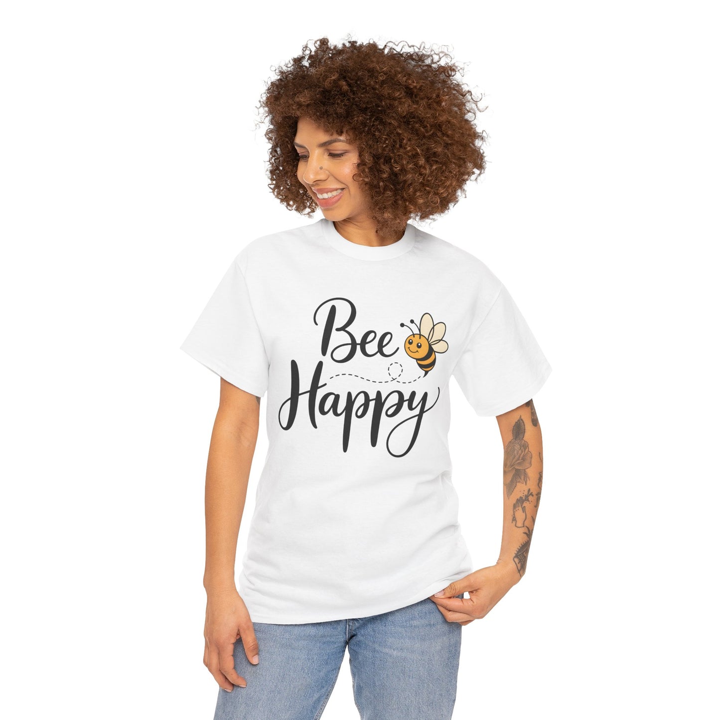 Bee Happy T-Shirt — Cute Bee Graphic Tee, Positive Vibes Gift Shirt - 14864