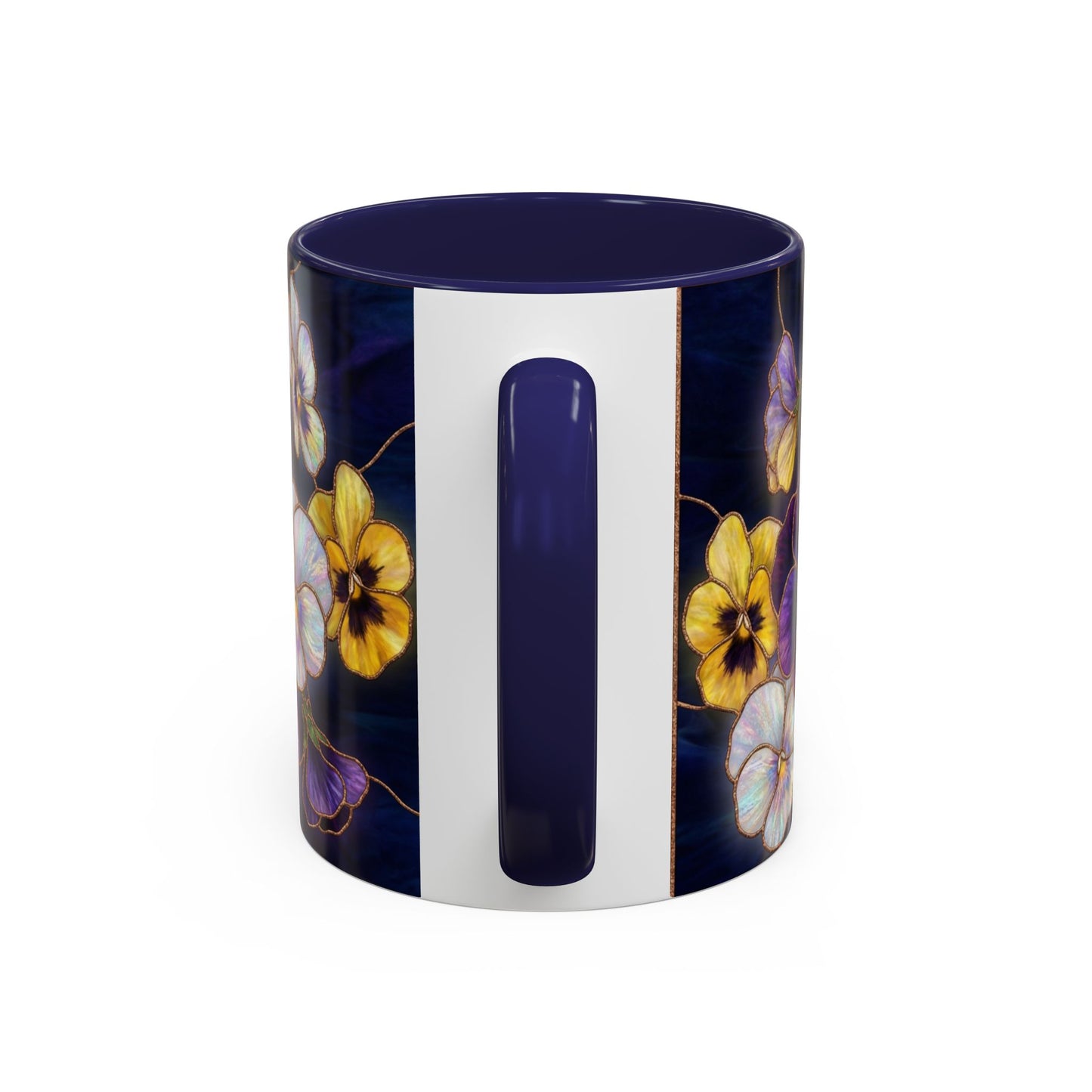 Pansy Floral Accent Coffee Mug — Stained Glass Design (11/15oz) - 14544