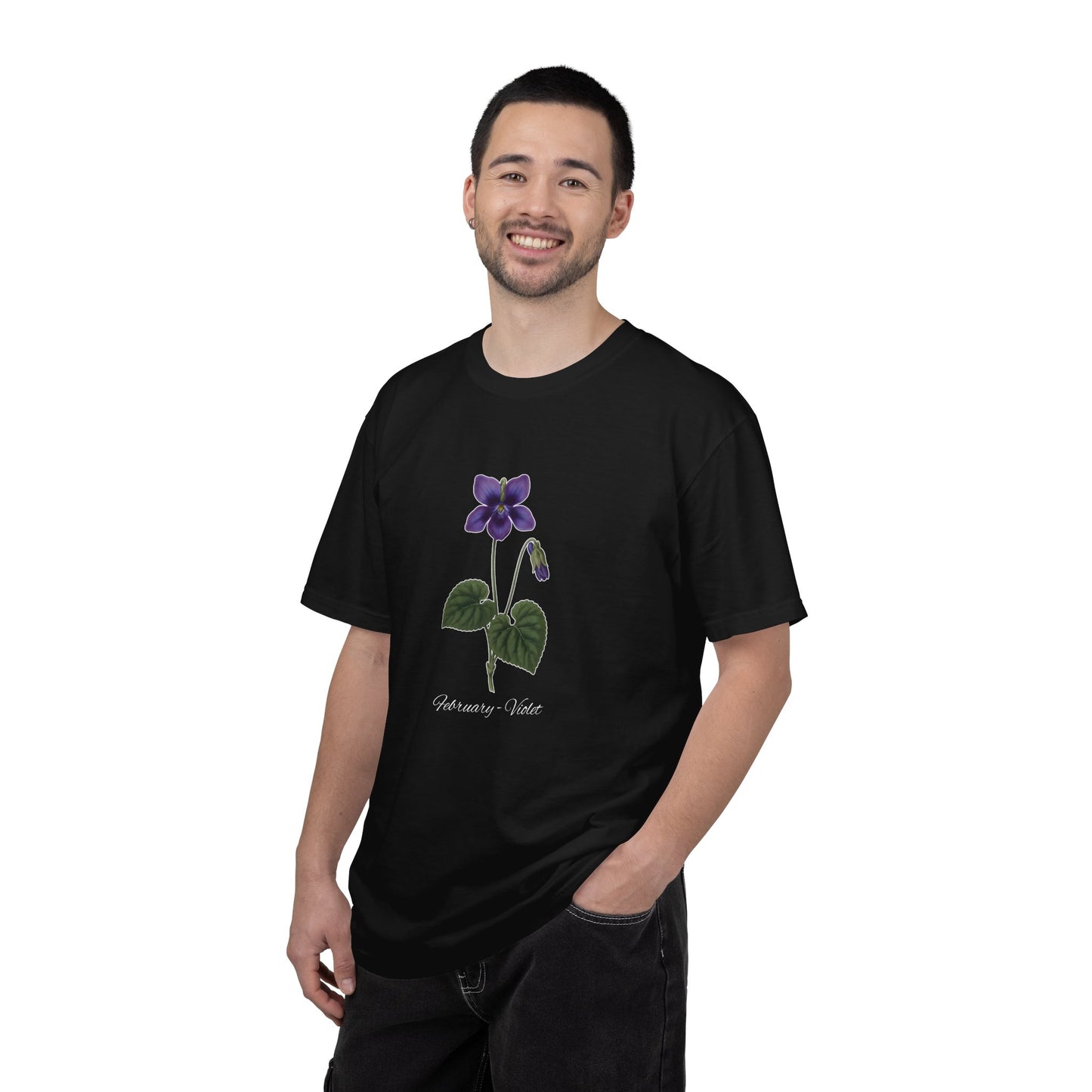 February Birth Flower Violet T-Shirt – Heavyweight Garment-Dyed Tee - 14700