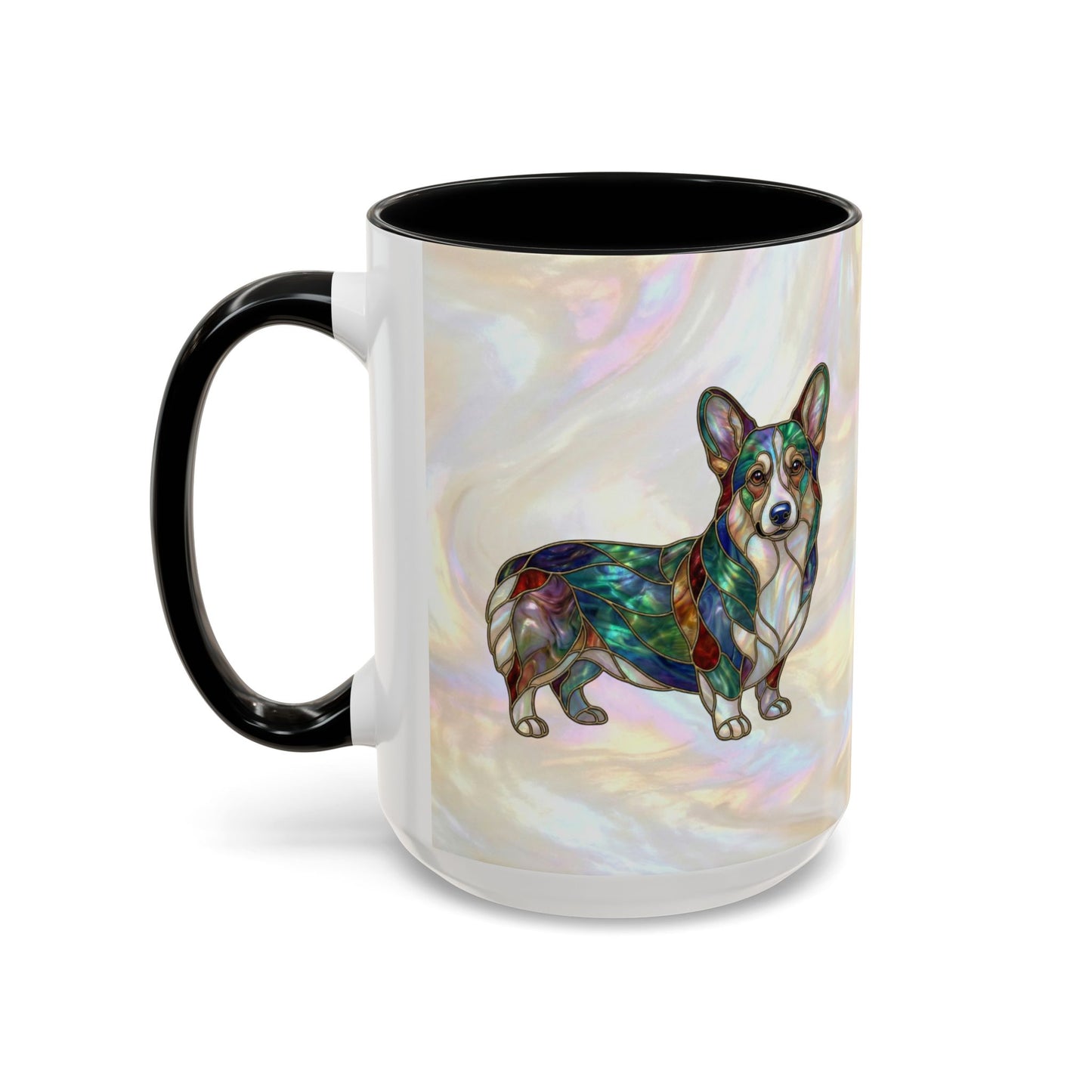 Corgi Accent Coffee Mug -Stained Glass Style (11/15oz) - 14627
