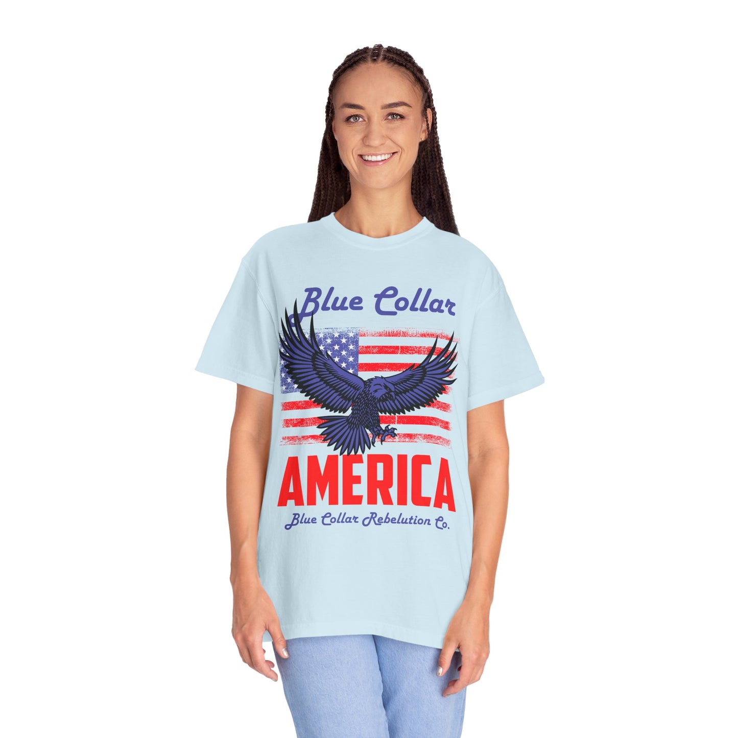 Unisex American Eagle Graphic Tee - Perfect for Patriotic Events, Casual Wear, 4th of July Gatherings, Gifts for Blue Collar Workers - 13695