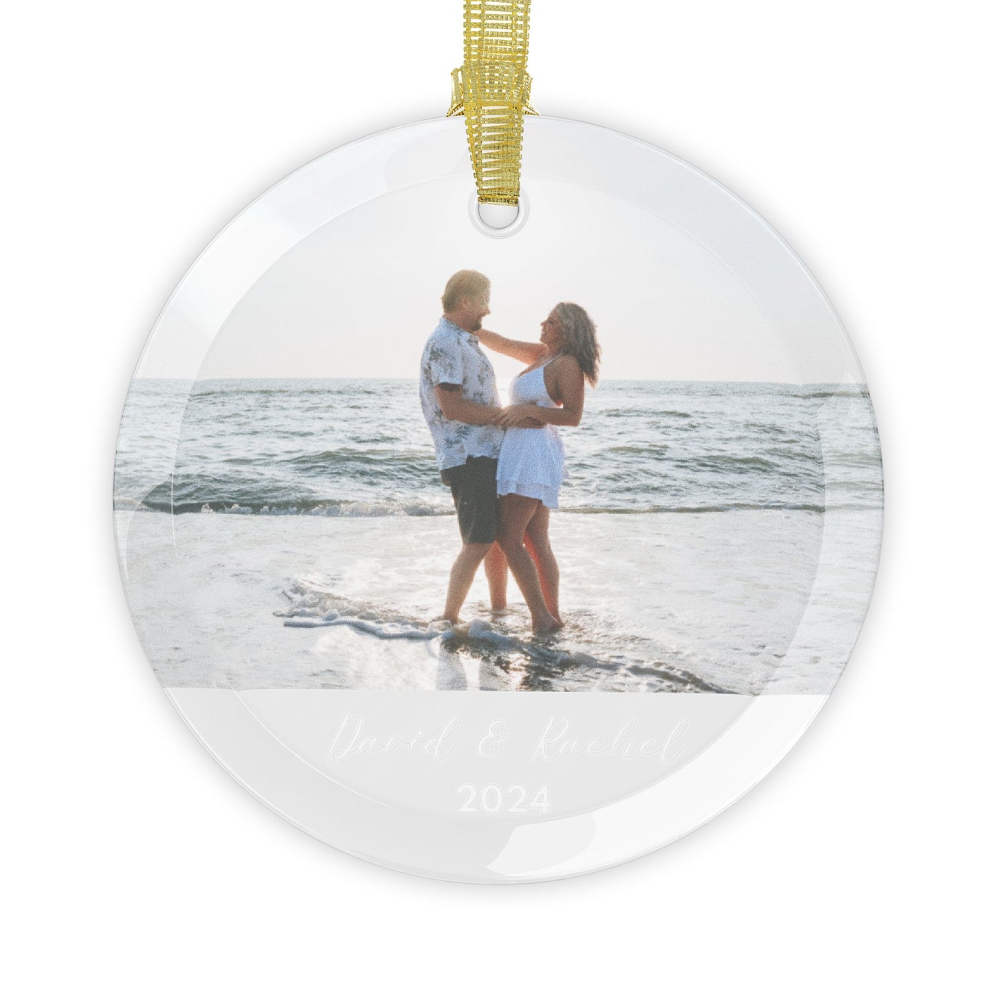 Christmas: Couple's Photo, Customizable -  Glass Ornaments - 10245