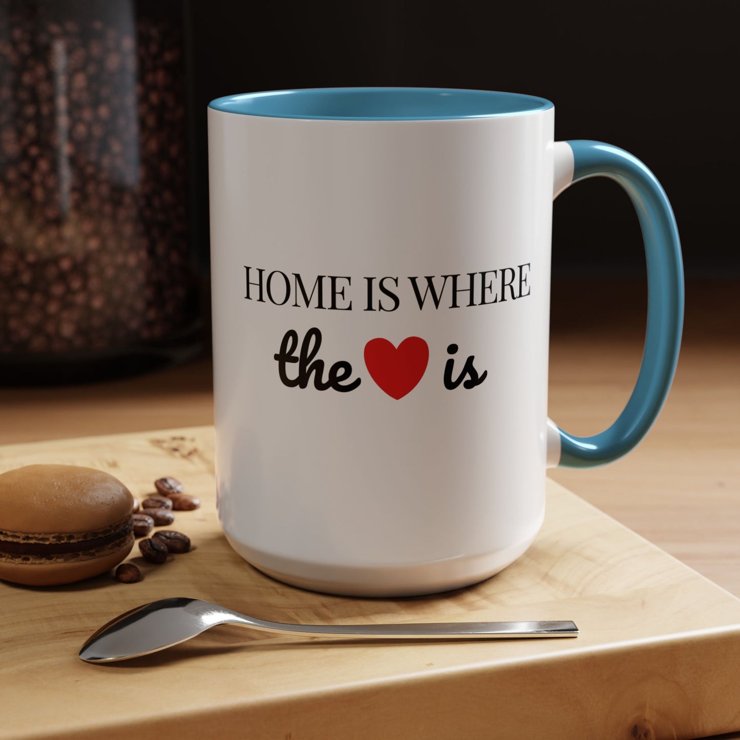 "Home is Where the Heart is" Coffee Mug —  Minimal Accent Ceramic Mug (11/15oz) - 14684
