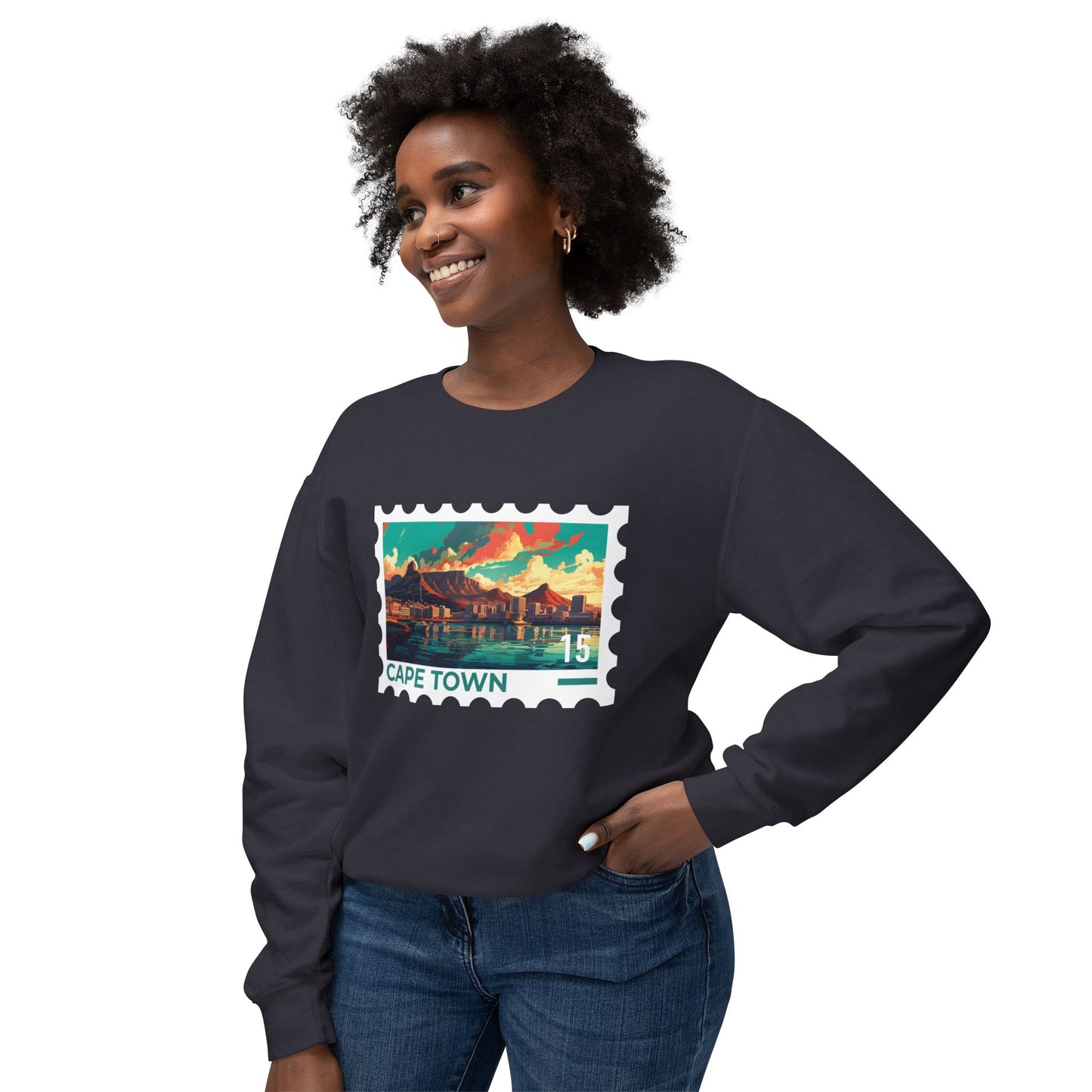 Cape Town Unisex Lightweight Crewneck Sweatshirt - Artistic Scenic Design - 12127