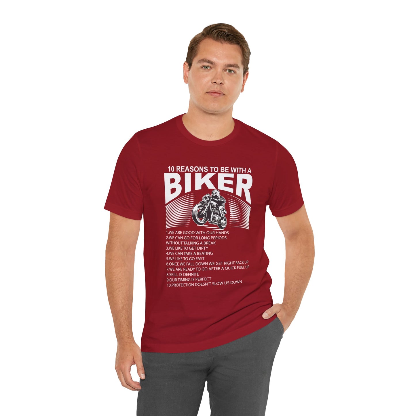 10 Reasons To Be With A Biker - Unisex Jersey Short Sleeve Tee