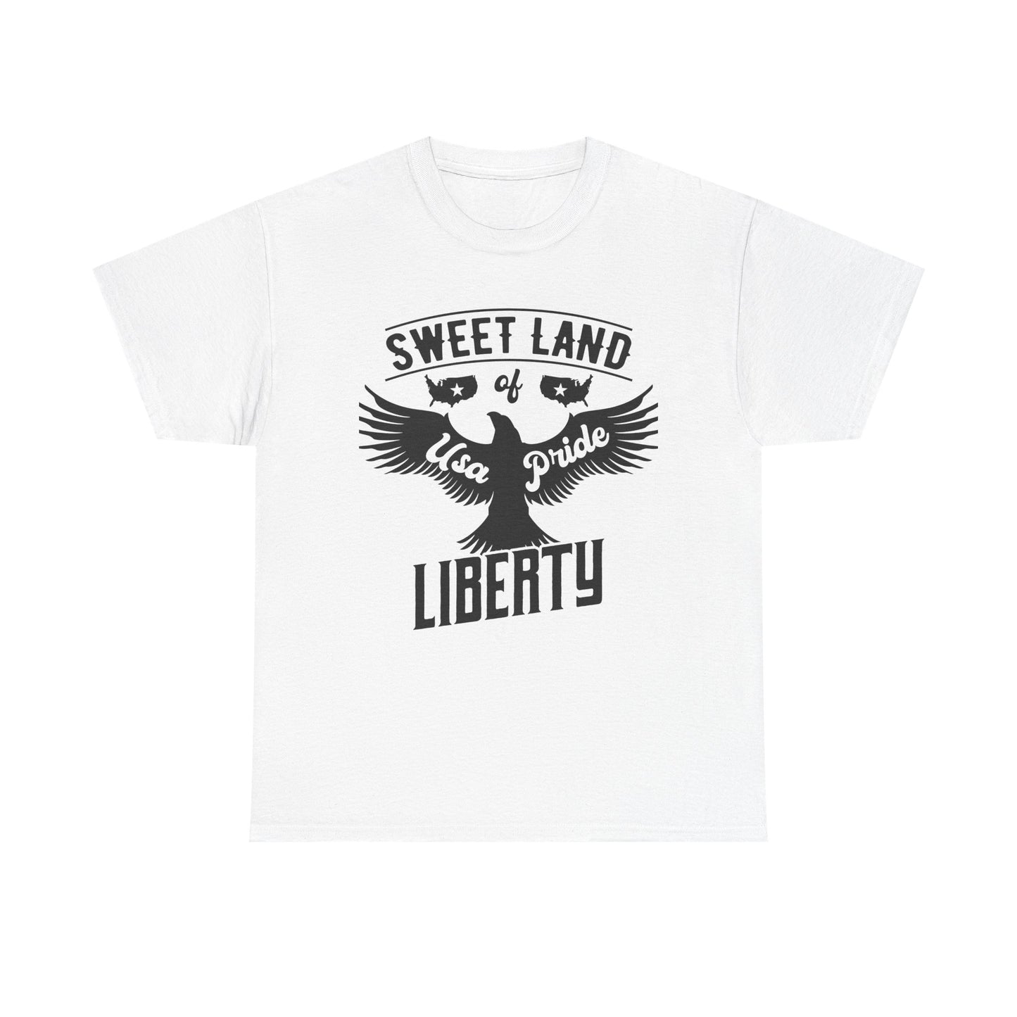 Sweet Land of Liberty Design, Unisex Heavy Cotton Tee: Patriotic T-shirt, Gift for Freedom Lovers, Casual Wear, Independence Day Shirt - 13492