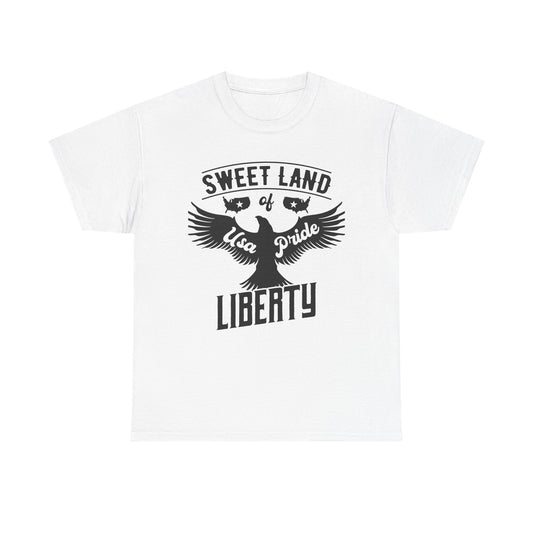 Sweet Land of Liberty Design, Unisex Heavy Cotton Tee: Patriotic T-shirt, Gift for Freedom Lovers, Casual Wear, Independence Day Shirt - 13492