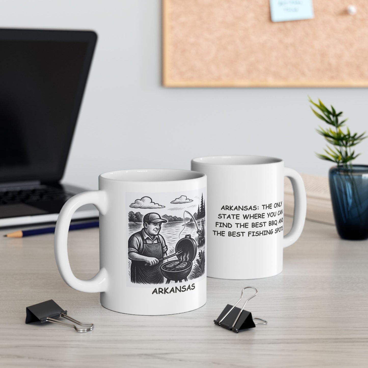 "Arkansas: The only state where you can find the best BBQ and the best fishing spots." Coffee Mug - 13273