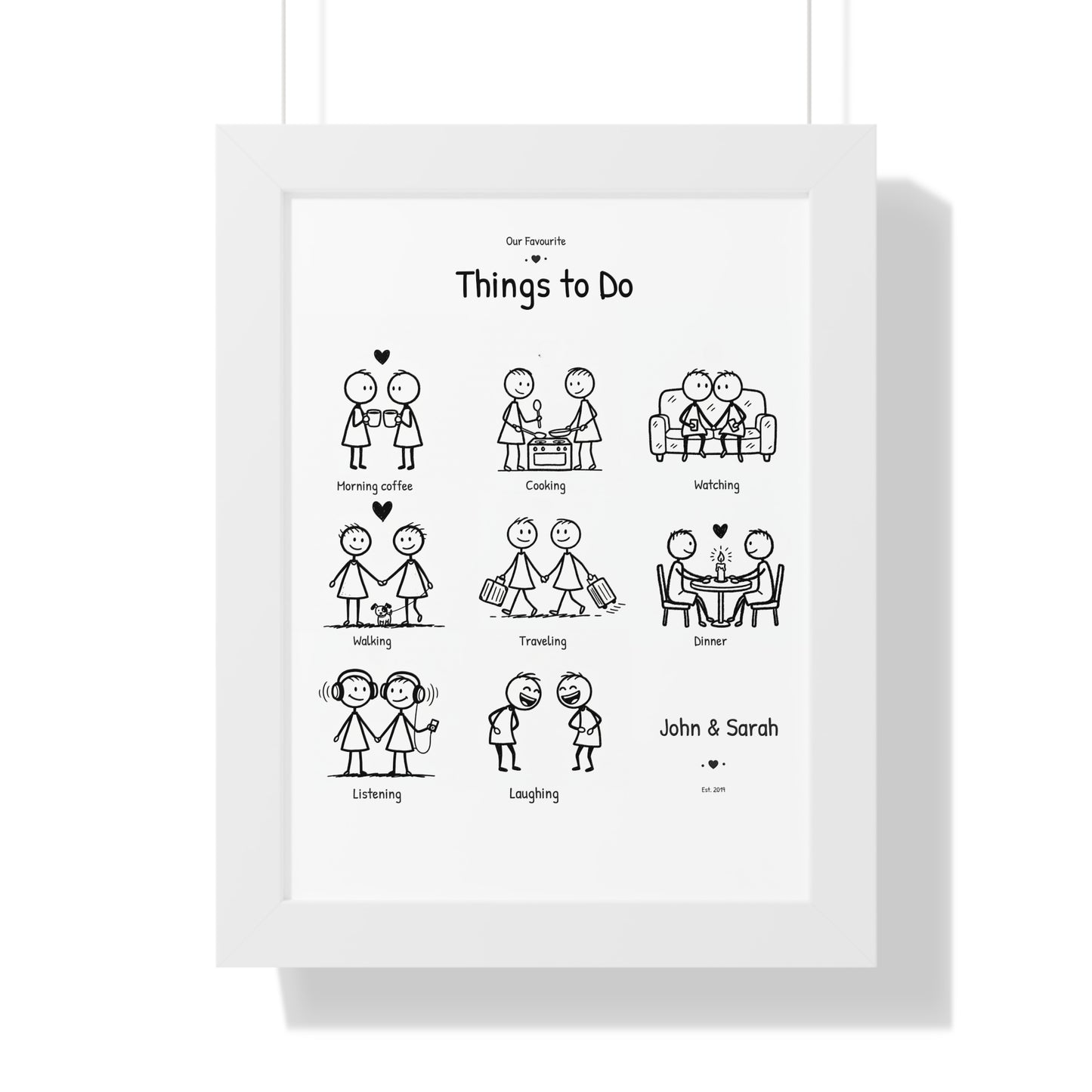 Framed Poster – “Our Favourite Things to Do” Personalized Couple Print | Valentine’s Gift - 14711