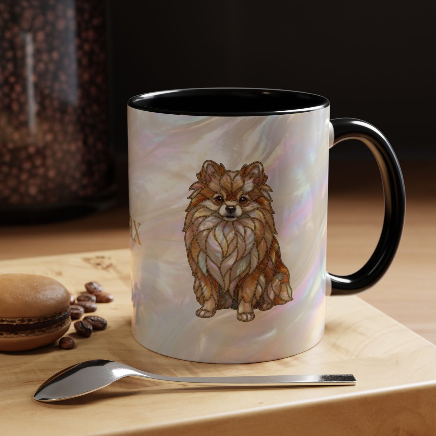 Pomeranian Accent Coffee Mug — Stained Glass Design (11/15oz) - 14638