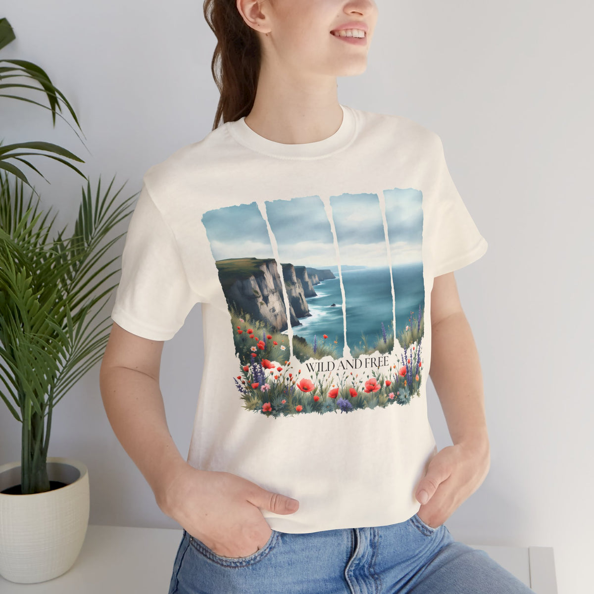 St. Andrews Coastal T-Shirt,  Scenic Cliffs, Wildflowers & Sea View - 14974