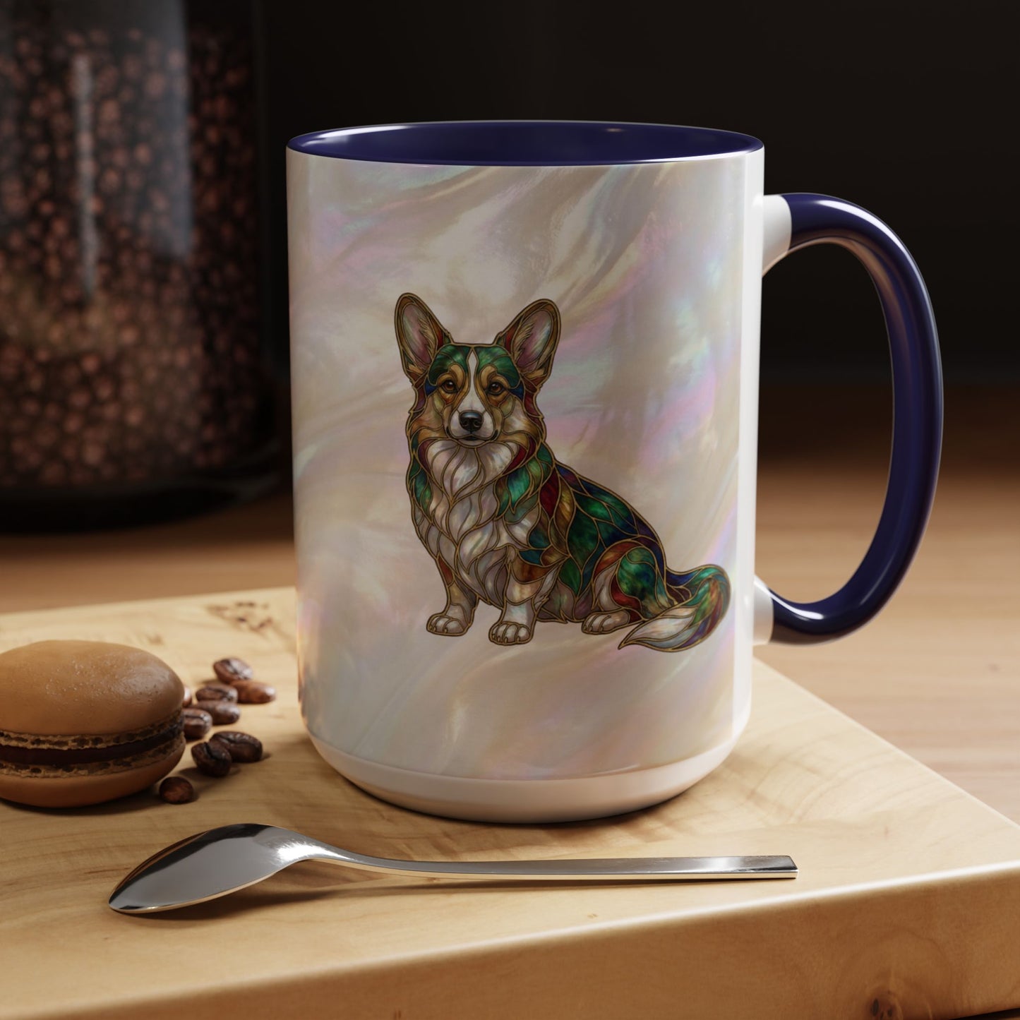 Corgi Accent Coffee Mug -Stained Glass Style (11/15oz) - 14627