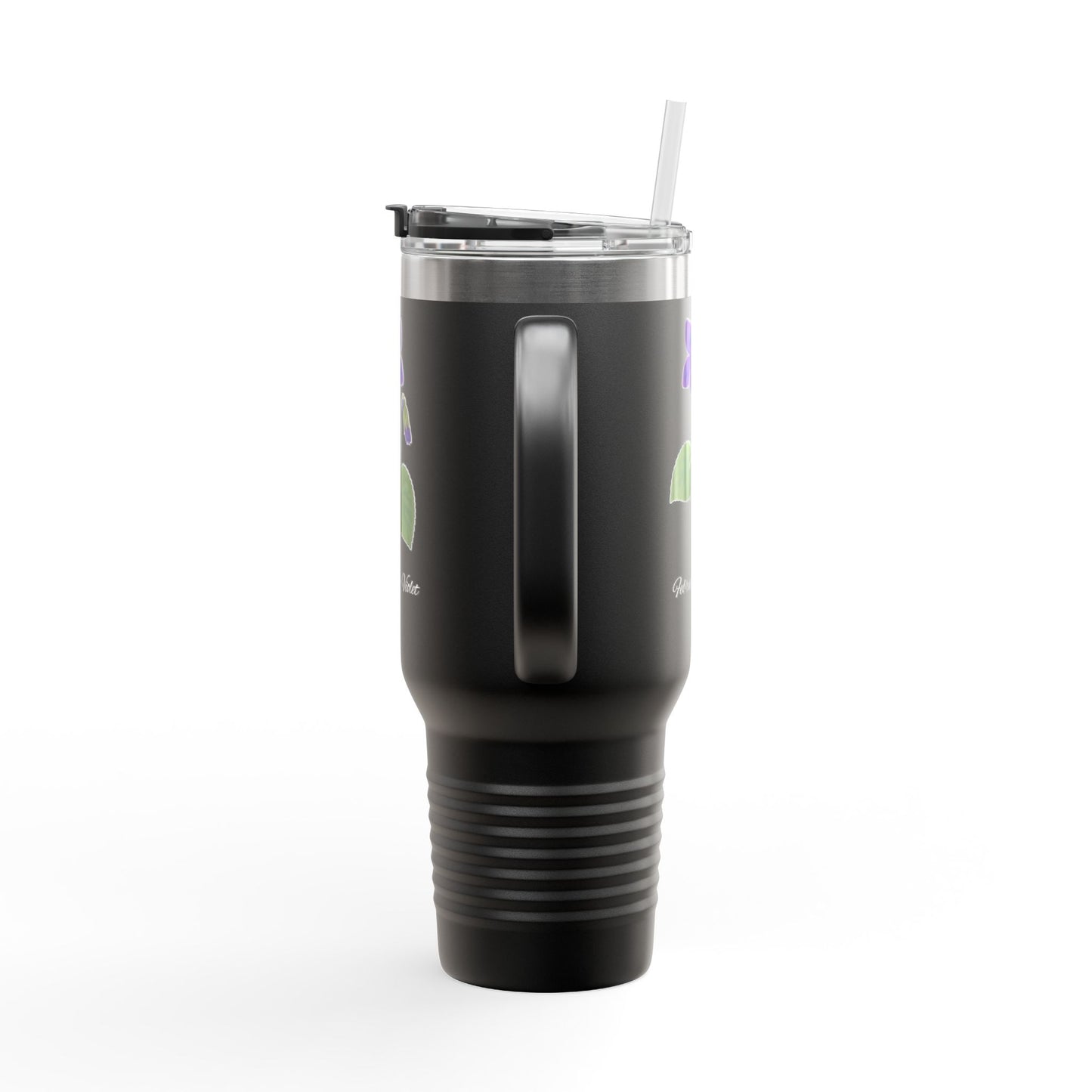 Violet (Single) Floral Tumbler – February Birth Flower Gift | 40oz Insulated Travel Mug, Customizable — 14698