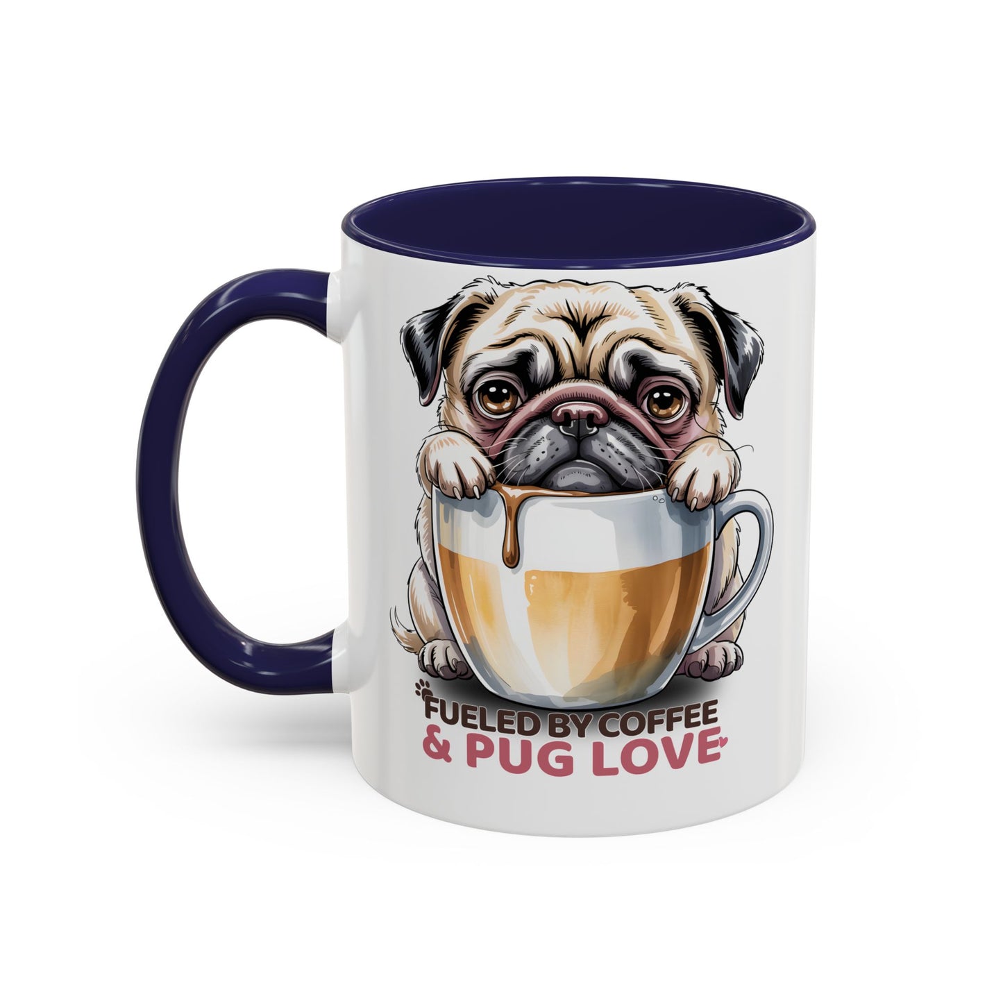 Pug Coffee Mug – Fueled by Coffee & Pug Love | Cute Dog Mom Gift, Accent Ceramic Mug - 14815