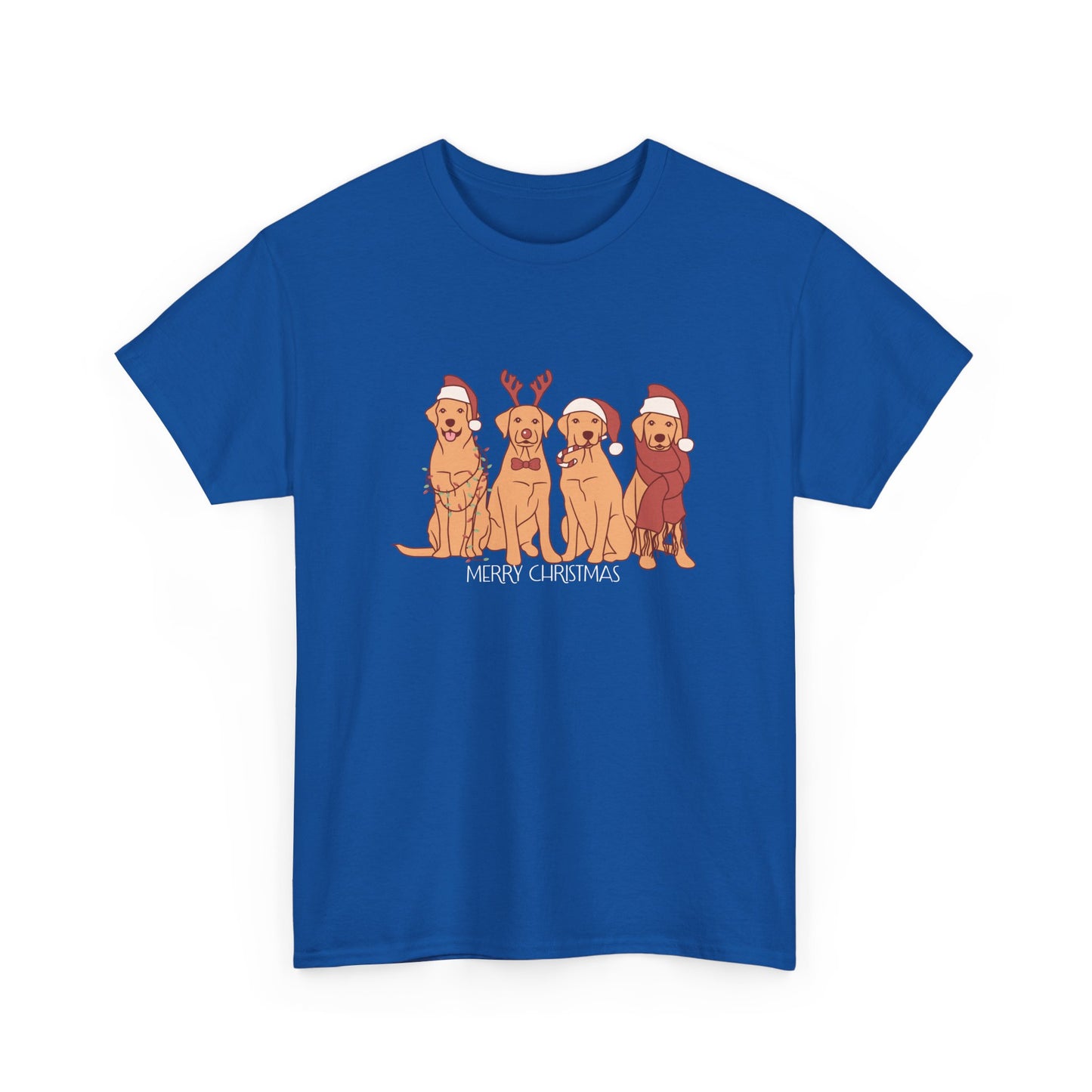 Golden Retrievers, Merry Christmas - Unisex Heavy Cotton Tee - 10282