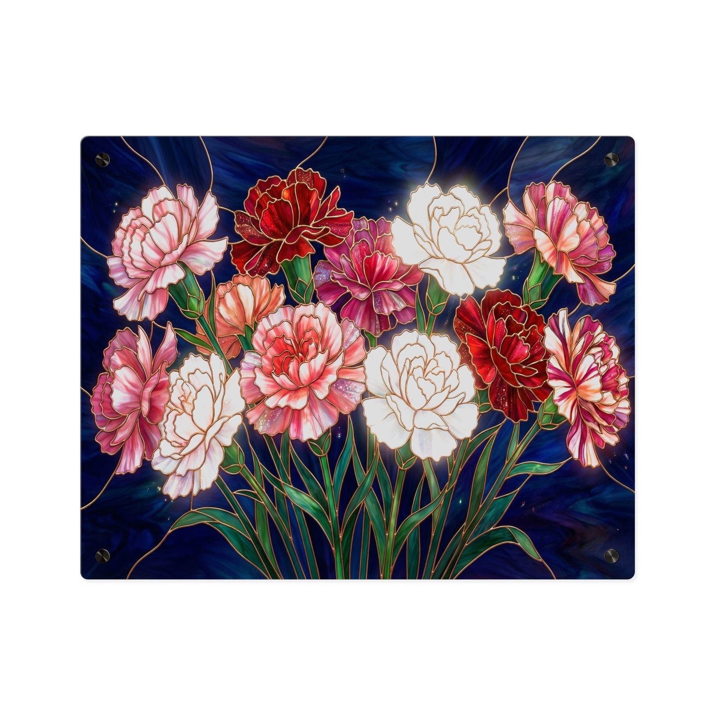 Carnation Bouquet Acrylic Wall Art Panel — Floral Home Décor - 14599