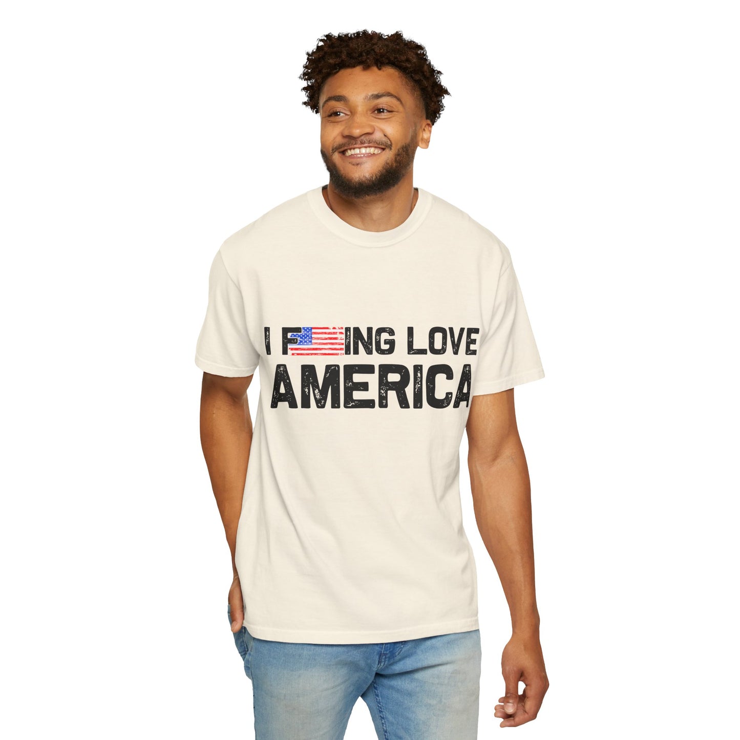 Unisex T-Shirt with Patriotic Love for America, Casual Tee, Independence Day Gift, Love America Shirt, Gift for Patriot - 13654