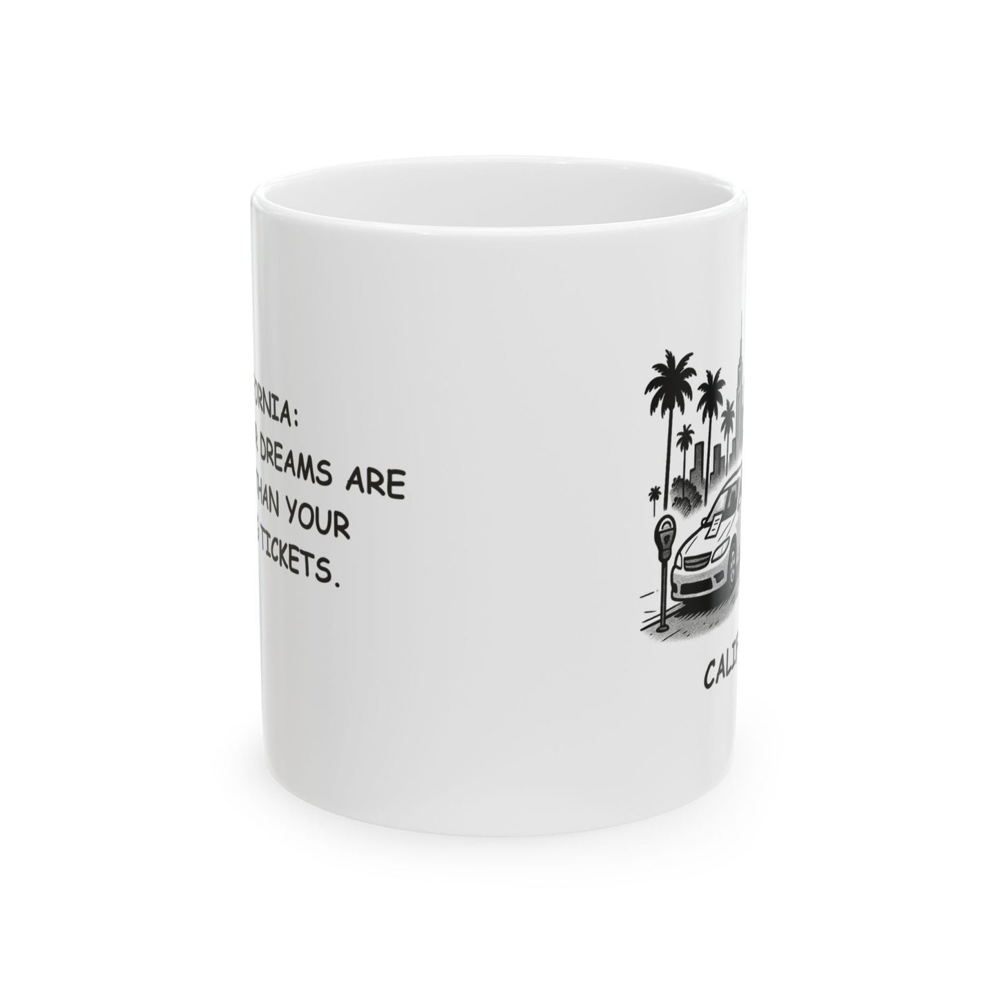 "California: Where your dreams are bigger than your parking tickets." Ceramic Mug - 12705