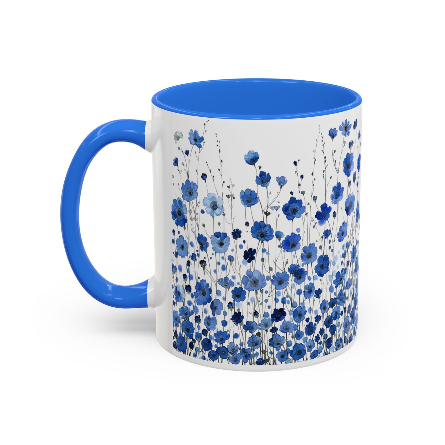 Field of Blue Flowers - Accent Coffee Mug (11, 15oz) - 10645