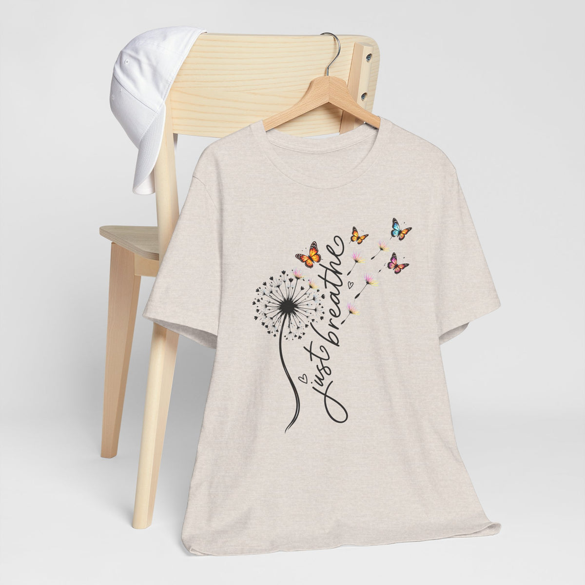 Just Breathe Dandelion T-Shirt,  Butterfly Inspirational Tee - 14519