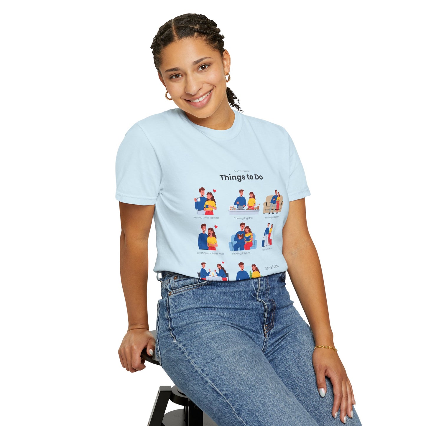 Our Favourite Things to Do Together – Personalised Valentine’s Illustration T-Shirt Gift - 14722