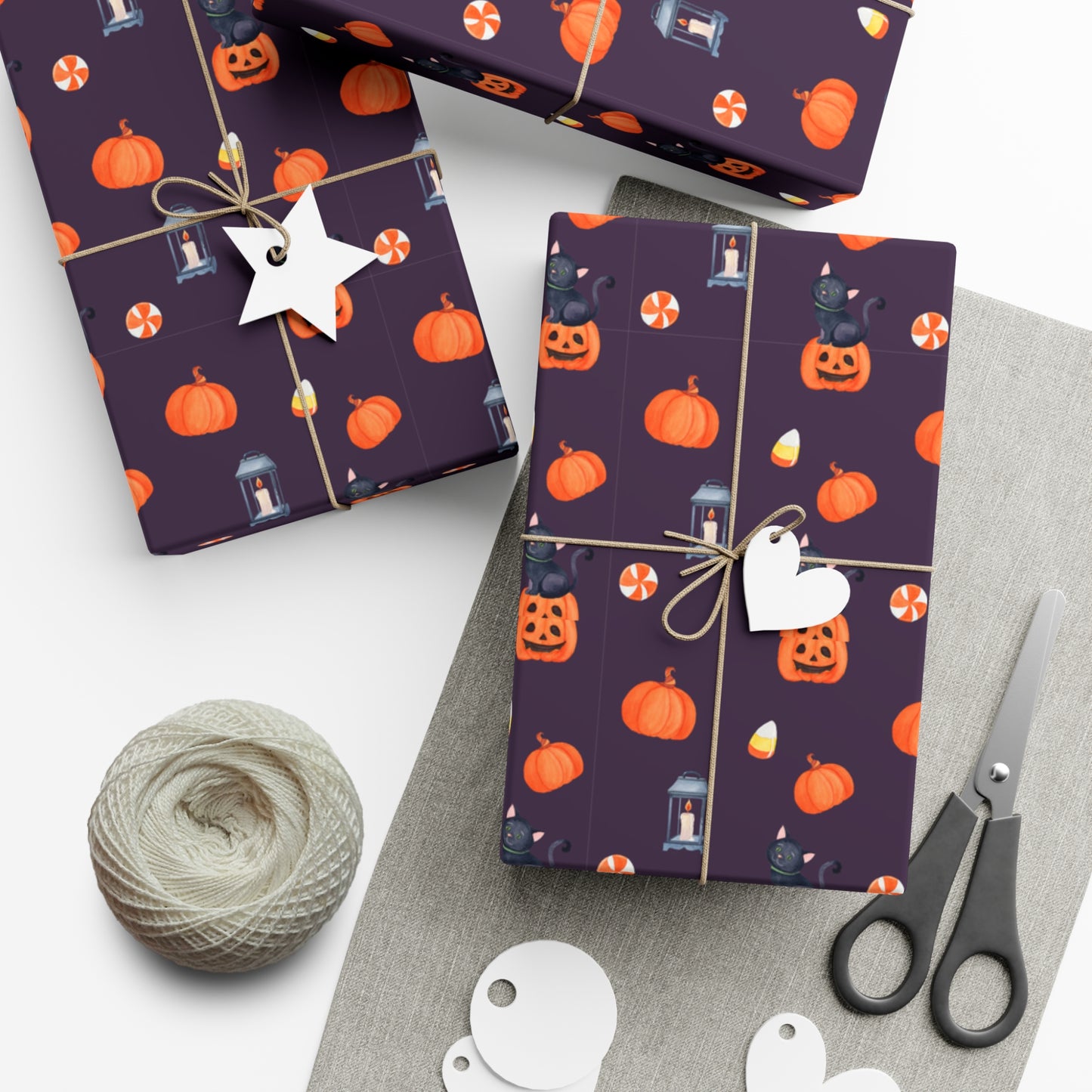 Pumpkin With A Black Cat - Gift Wrap Papers