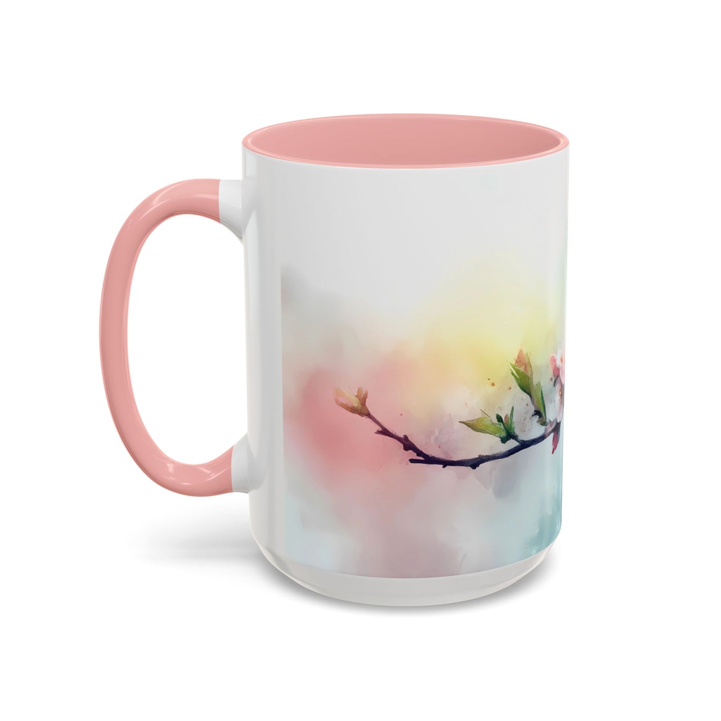 Whimsical Bird & Blossom Accent Coffee Mug - Perfect for Nature Lovers - 11886