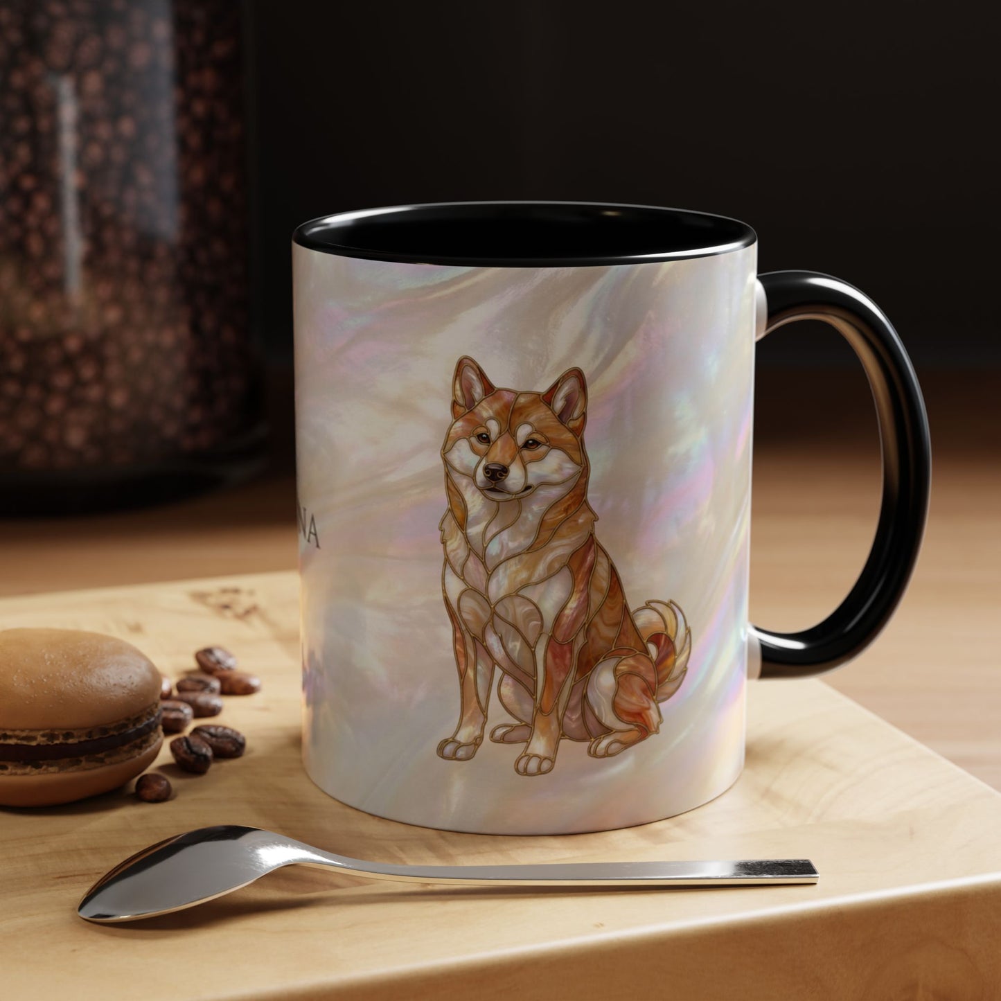 Shiba Inu Accent Coffee Mug – Stained Glass Design 11/15oz - 14646