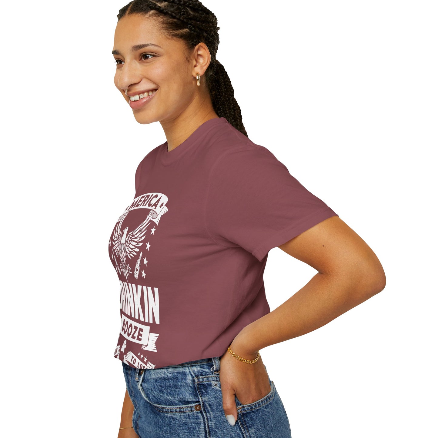 Patriotic Graphic Tee, Unisex Vintage T-shirt, Amerca Drinking Booze Shirt, Independence Day Gift, Casual Wear, Freedom Fashion - 13788