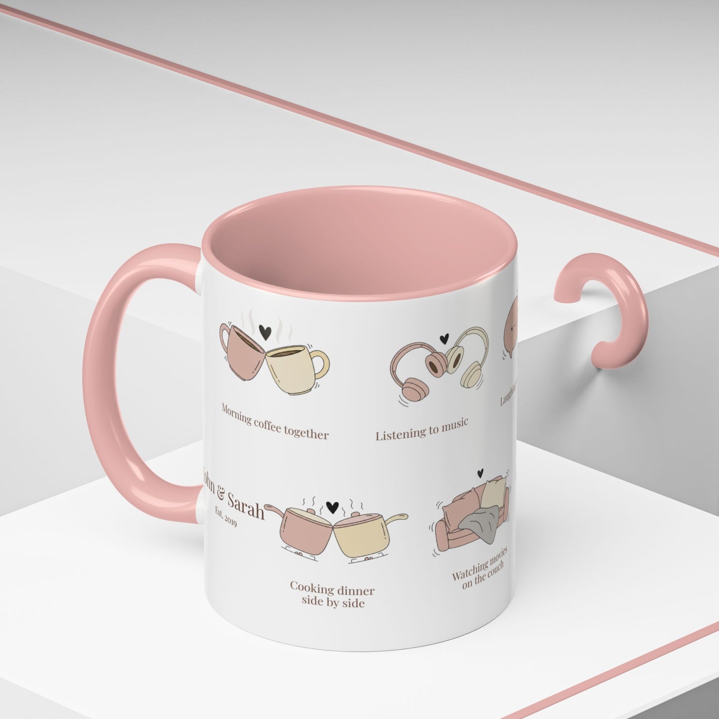 Our Favorite Things to Do Valentine’s Mug – Cozy Couples Illustrated Accent Coffee Mug - 14702