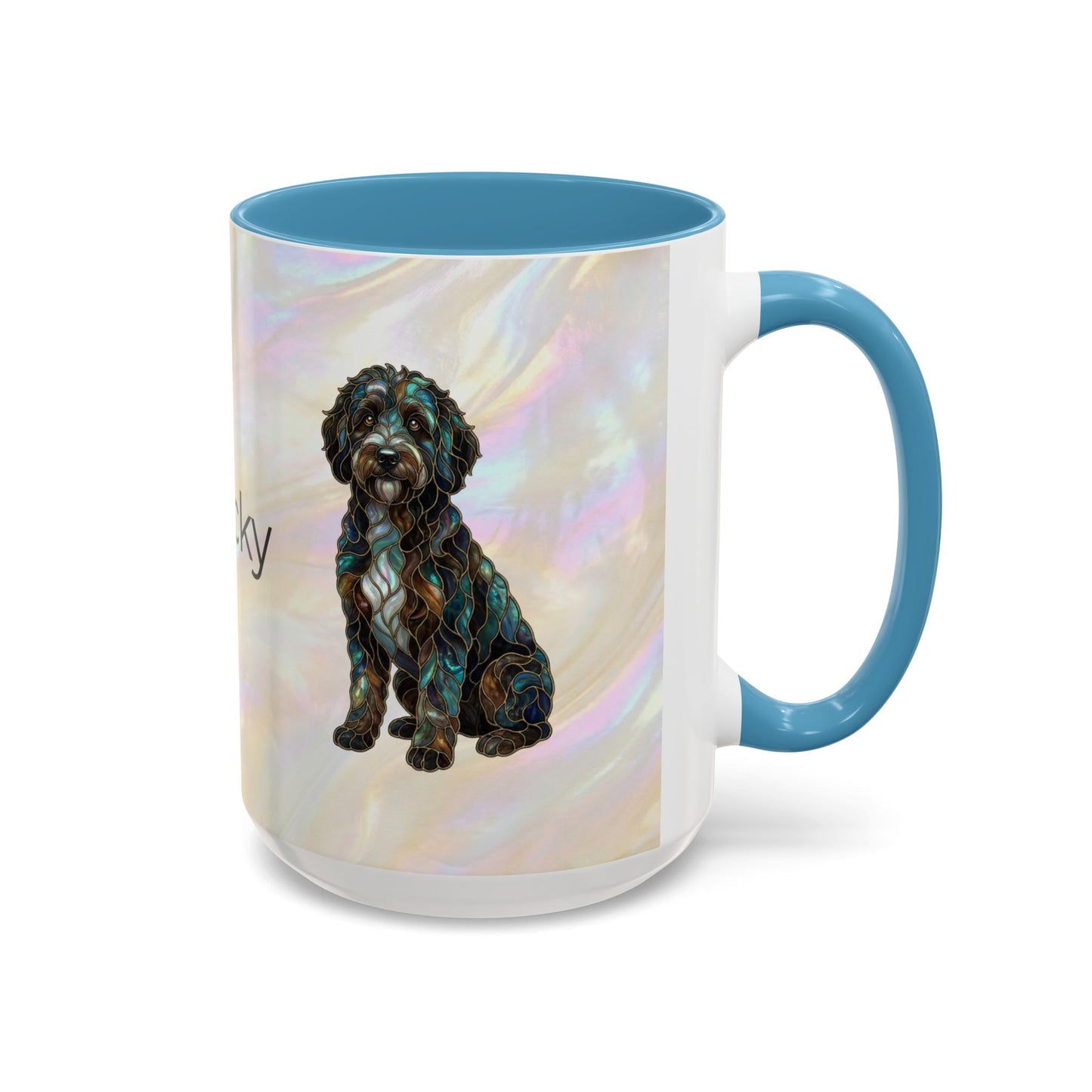 Portuguese Water Dog Accent Coffee Mug — Stained Glass Design (11/15oz) - 14655