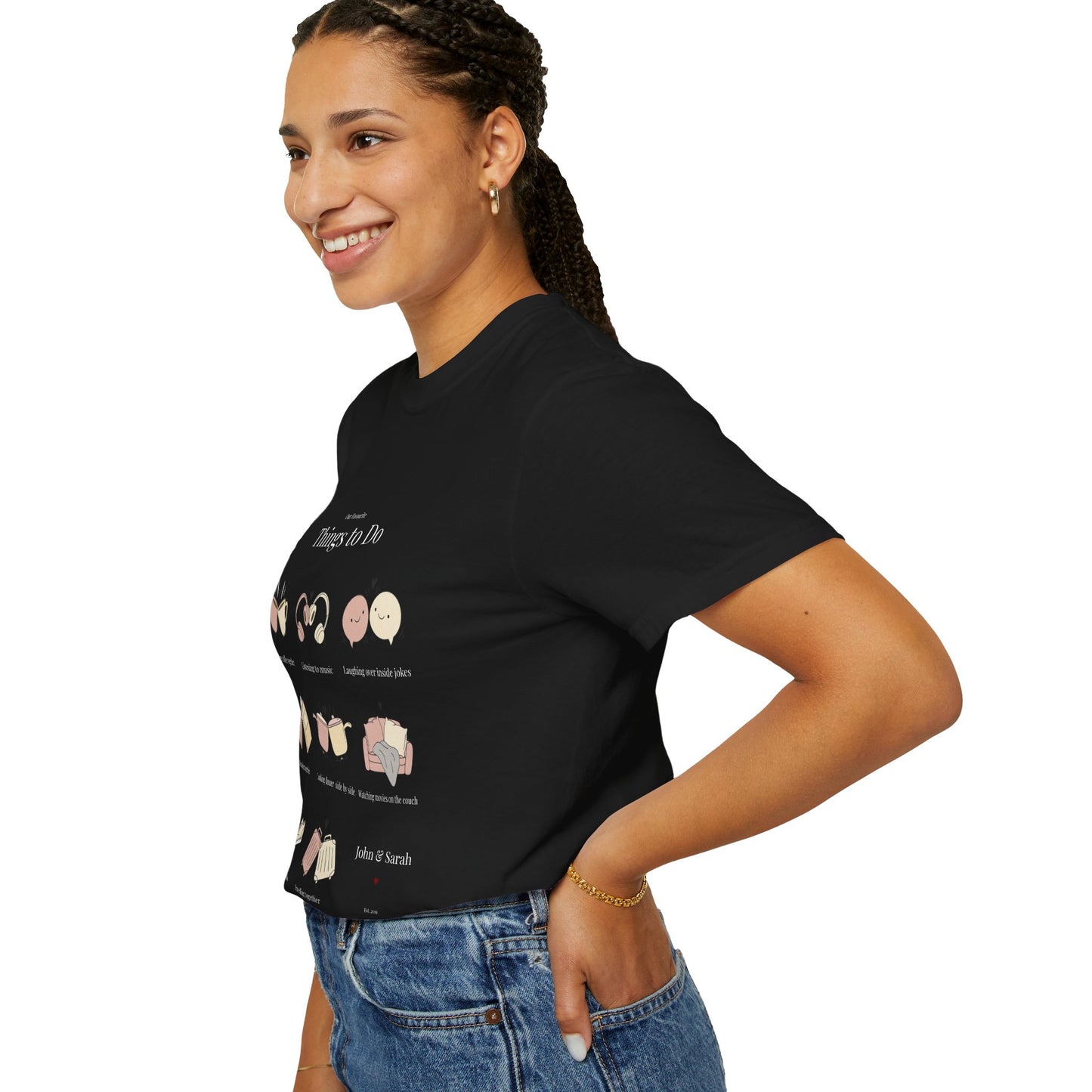 Our Favourite Things to Do Together – Personalised Valentine’s Illustration T-Shirt Gift - 14720