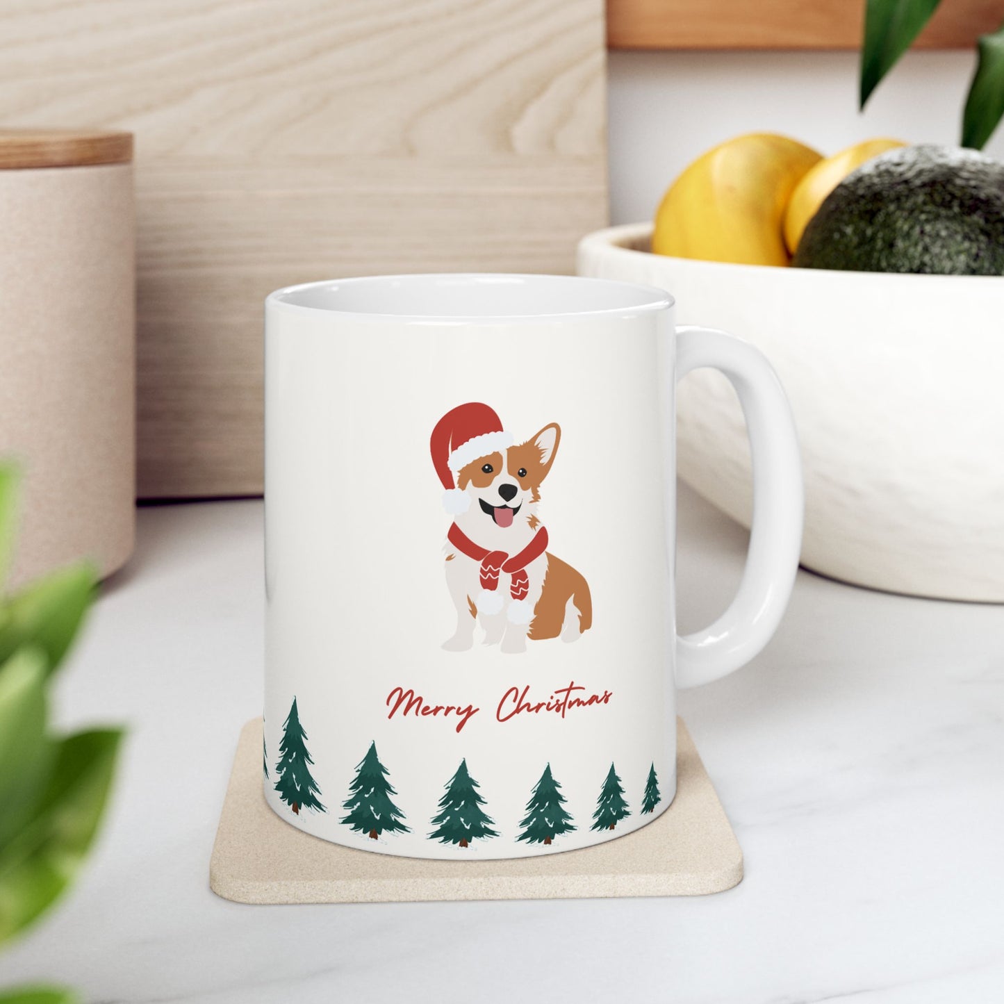 Santa & Dog, Merry Christmas - Ceramic Mug, (11oz, 15oz) - 10911