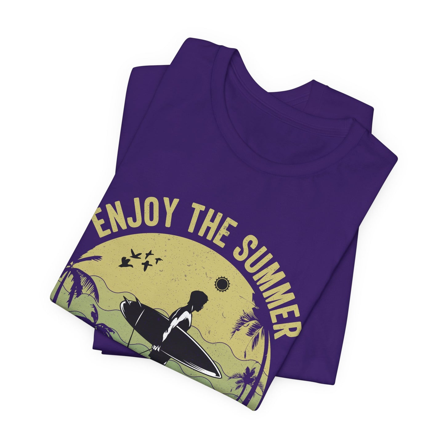 Enjoy The Summer, Summer Surf In Blue Paradise - Unisex Jersey Short Sleeve Tee