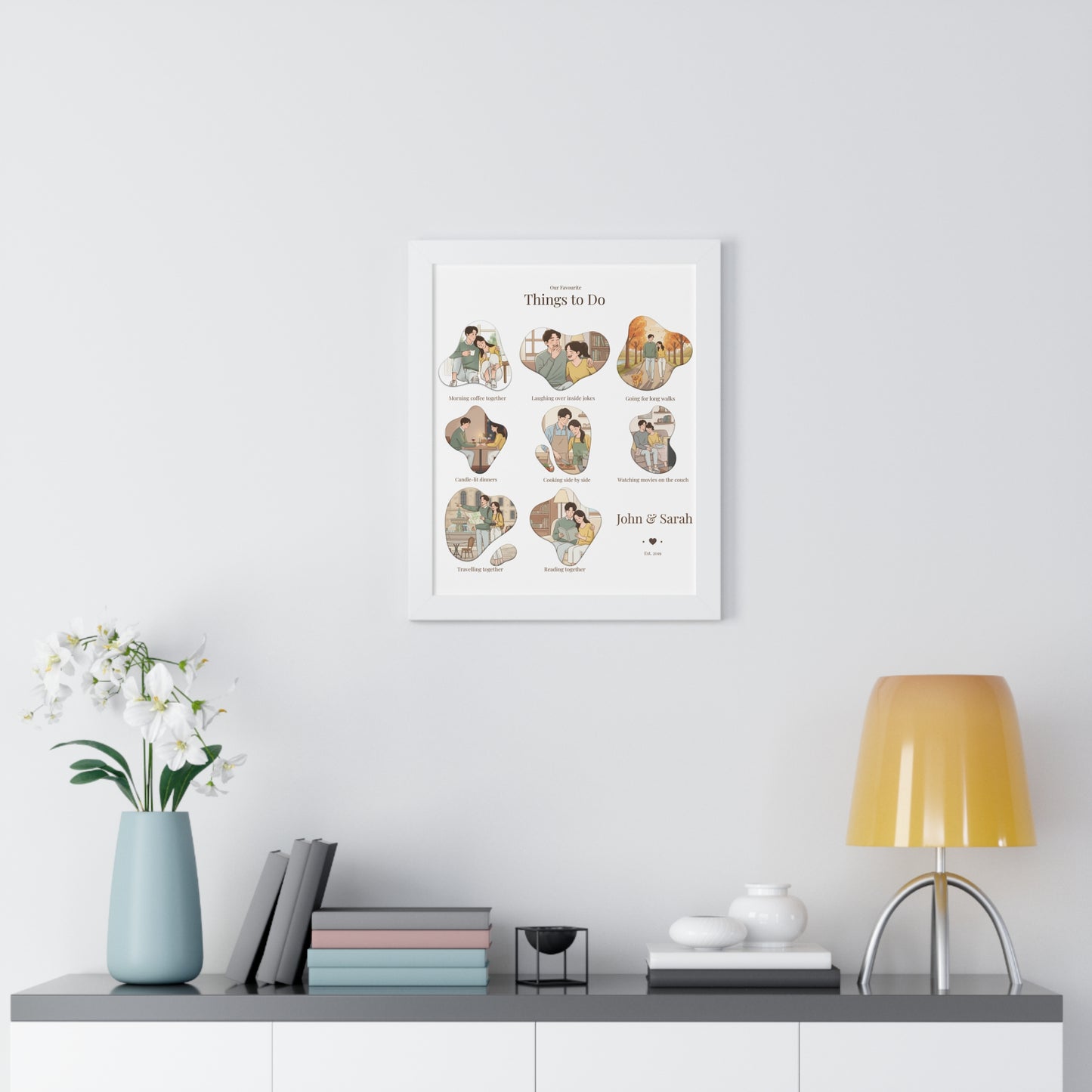 Framed Poster – “Our Favourite Things to Do” Personalized Couple Print | Valentine’s Gift - 14709