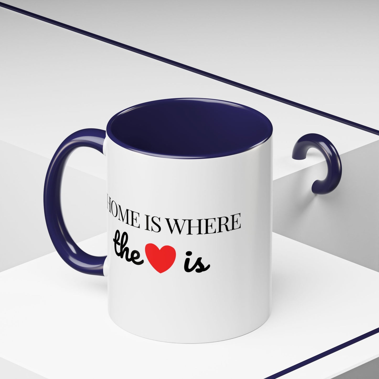 "Home is Where the Heart is" Coffee Mug —  Minimal Accent Ceramic Mug (11/15oz) - 14684