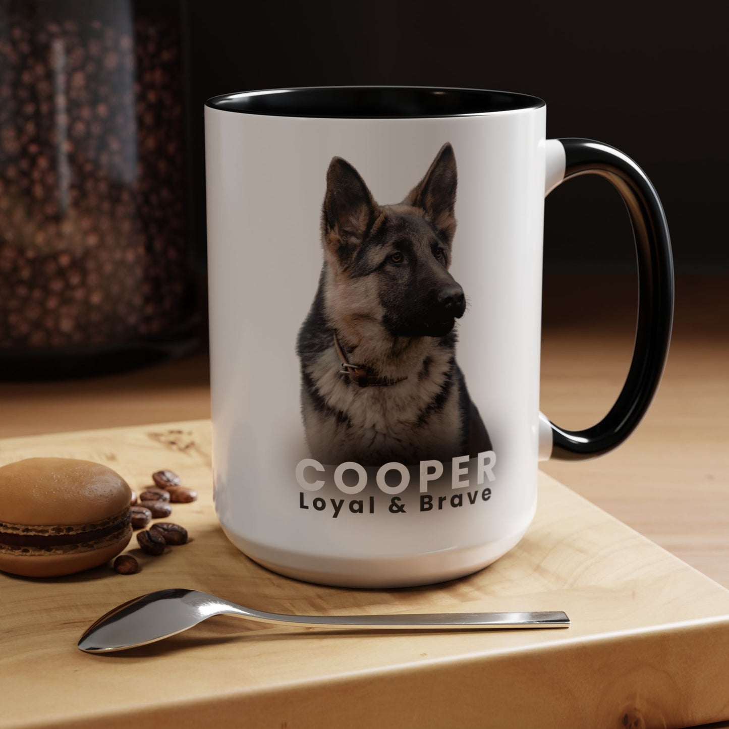 Personalized German Shepherd Mug – Custom Dog Name “Loyal & Brave” Accent Coffee Cup | Gift for Dog Lovers - 14826