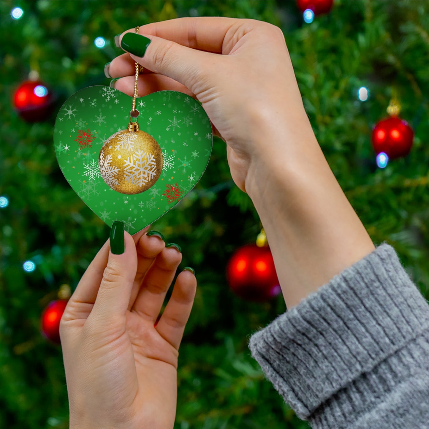 Golden Glow - Ceramic Ornament, 4 Shapes