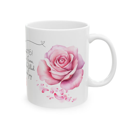 Sweet 16, June, Roses, Customized Ceramic Mug, (11oz, 15oz)