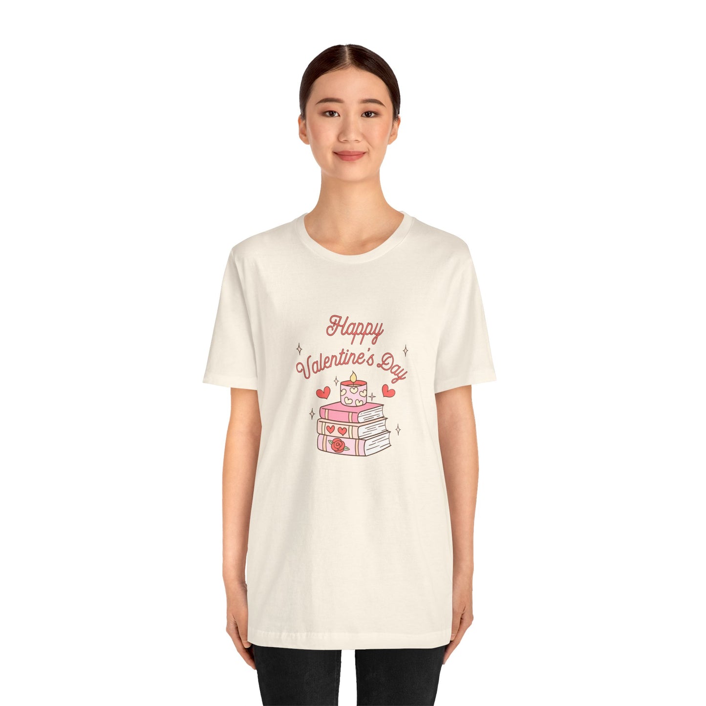 Books, Happy Valentine's Day - Unisex Jersey Short Sleeve Tee - 11572